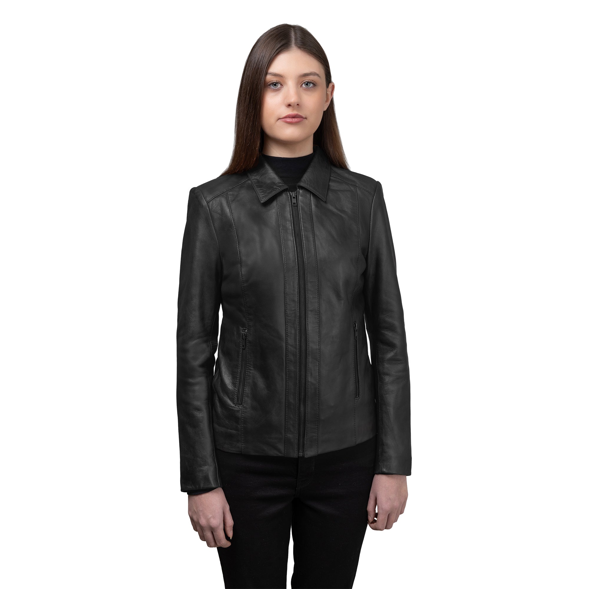 Fleur Women's Leather Jacket FMCo NY Black XS