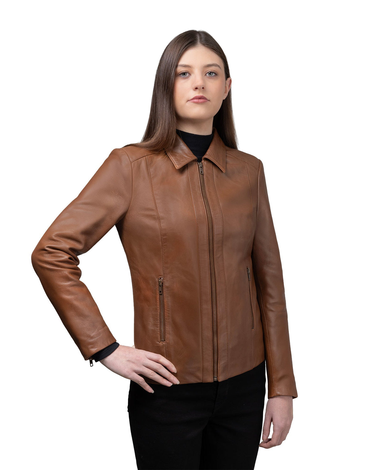 Fleur Women's Leather Jacket FMCo NY Whiskey XS