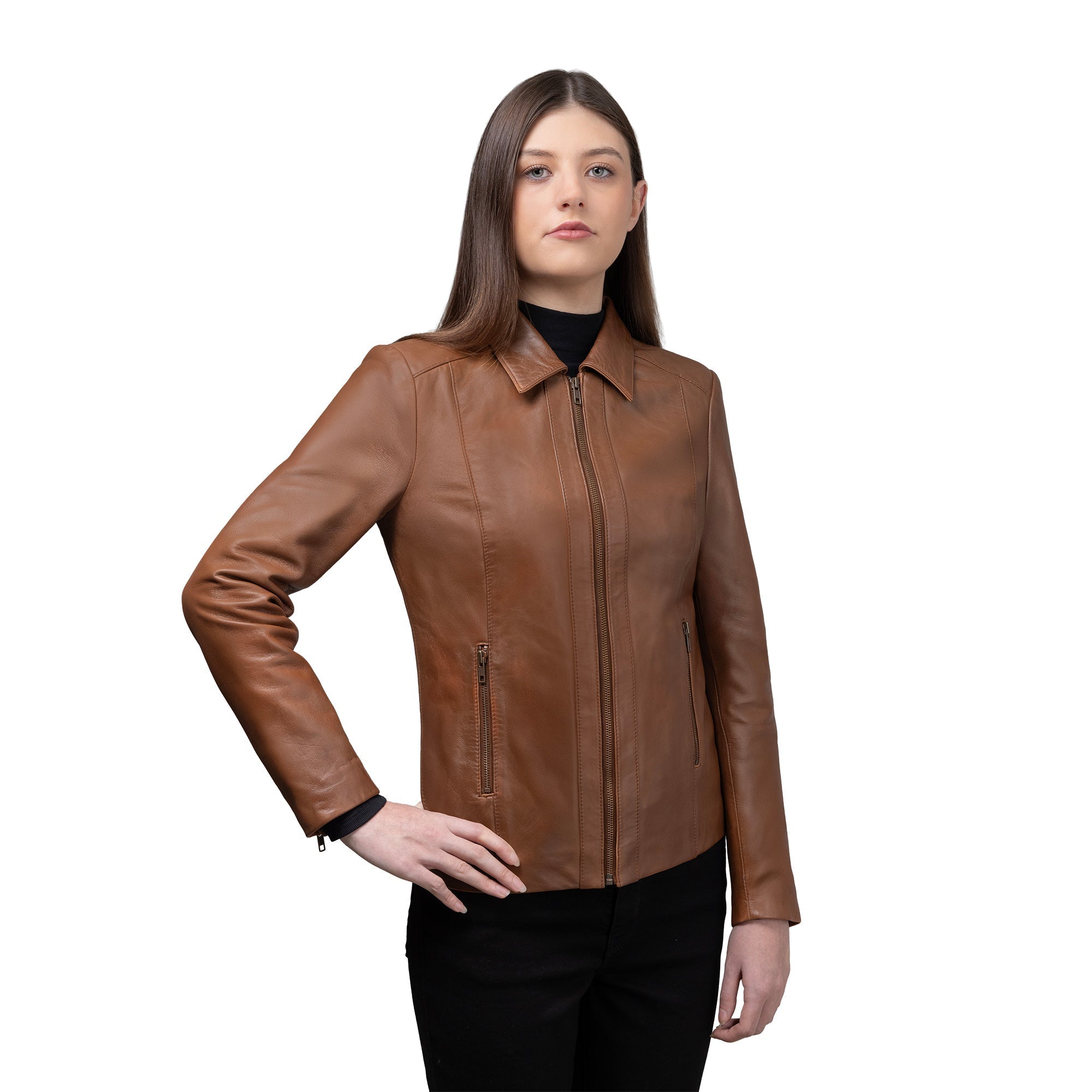 Fleur Women's Leather Jacket FMCo NY Whiskey XS