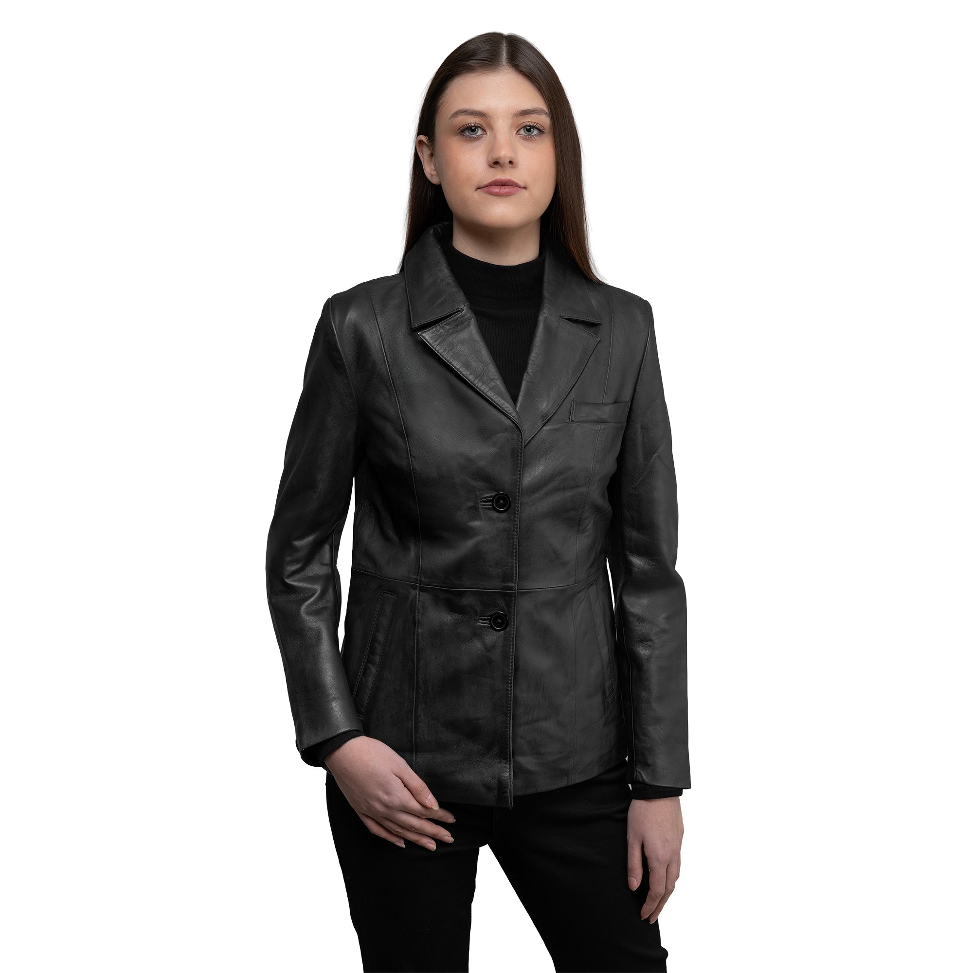 Jill Women's Leather Jacket FMCo NY Black XS