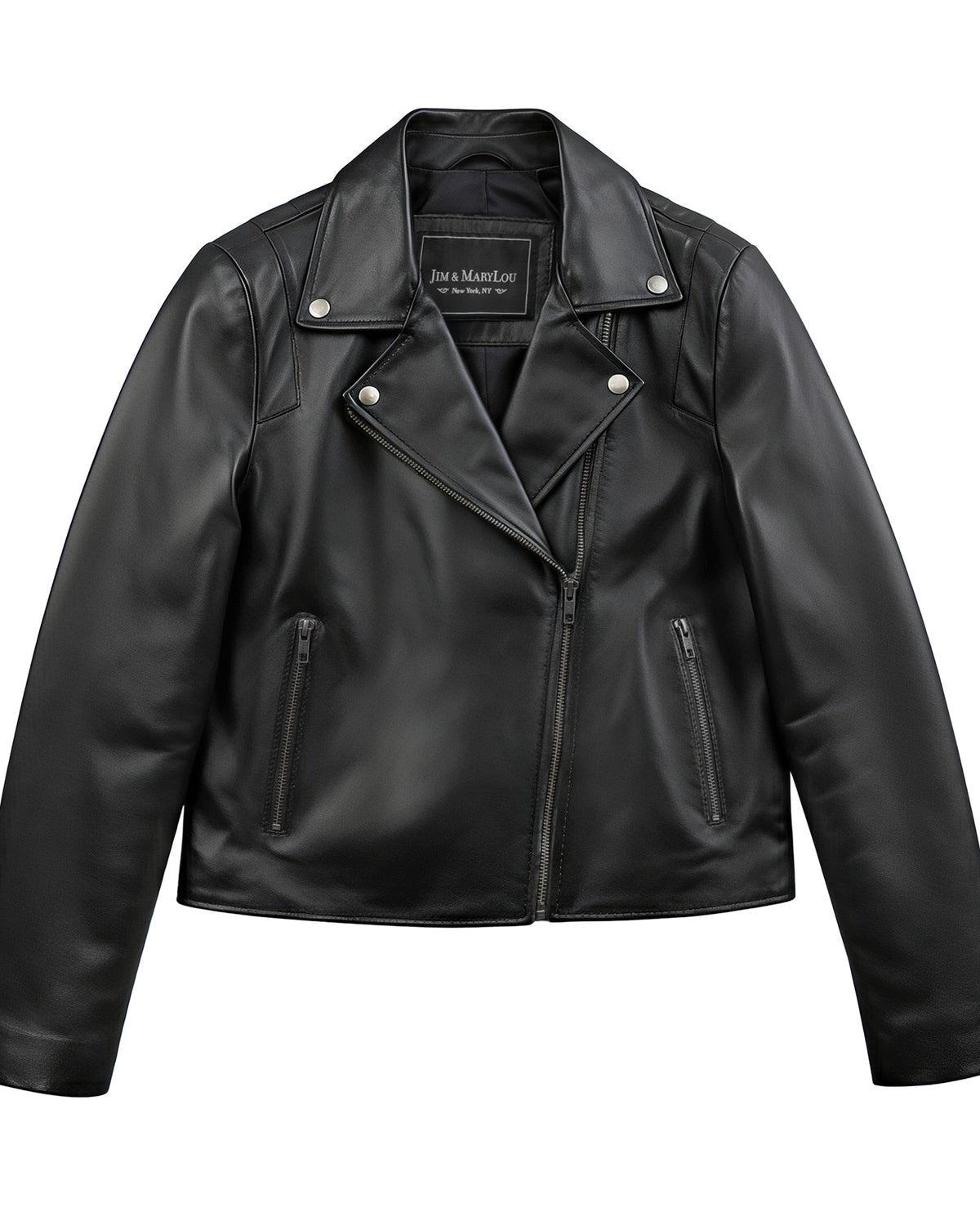 Serena Women's Asymmetrical Zipper Leather Jacket Jim & Mary Lou Black XS