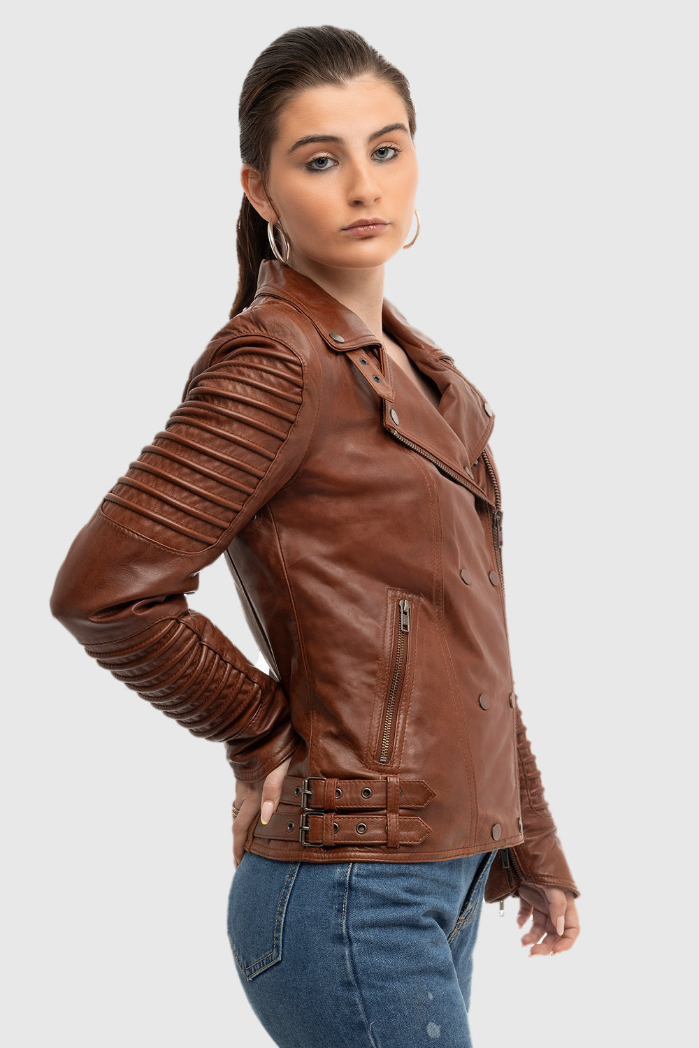 Queens Womens Fashion Lambskin Leather Jacket Red Ford Women's Fashion Moto Leather Jacket Whet Blu NYC