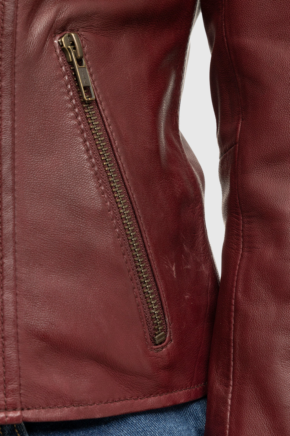 Harper Womens Moto Leather Jacket (Sangria) Women's Leather Jacket Whet Blu NYC