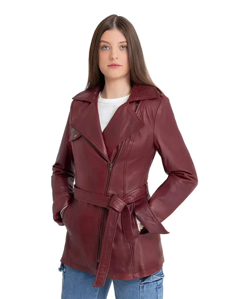 Juliette Women's Leather Jacket FMCo NY Oxblood XS