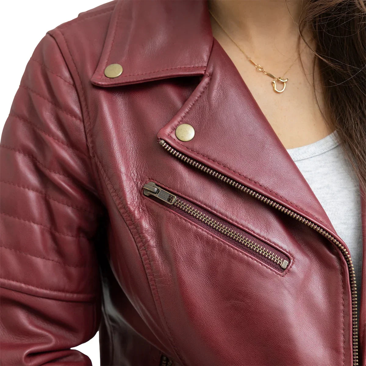 Elizabeth Women's Fashion Moto Leather Jacket FMCo