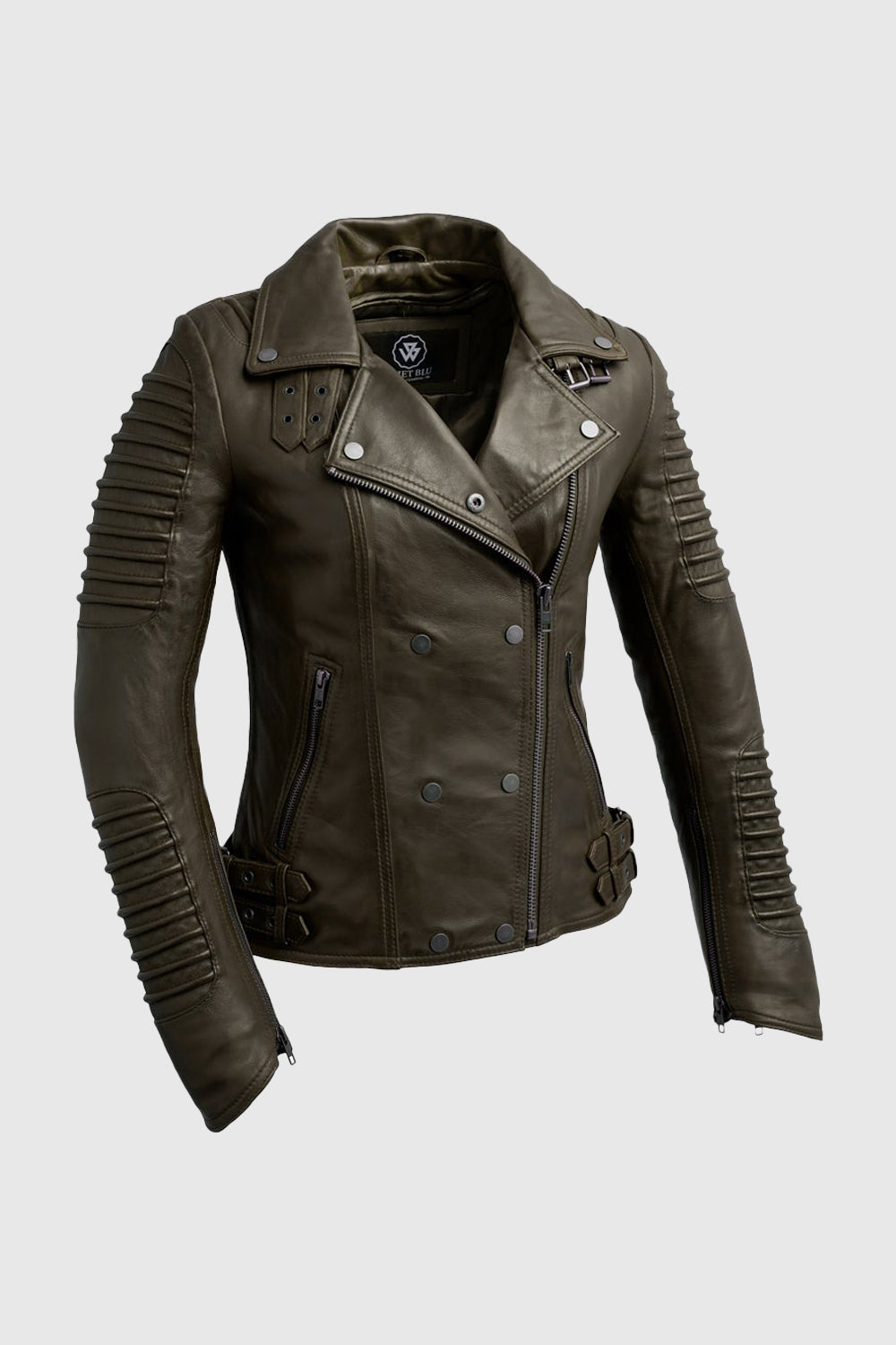 Queens Womens Fashion Leather Jacket Army Green Women's Fashion Moto Leather Jacket Whet Blu NYC