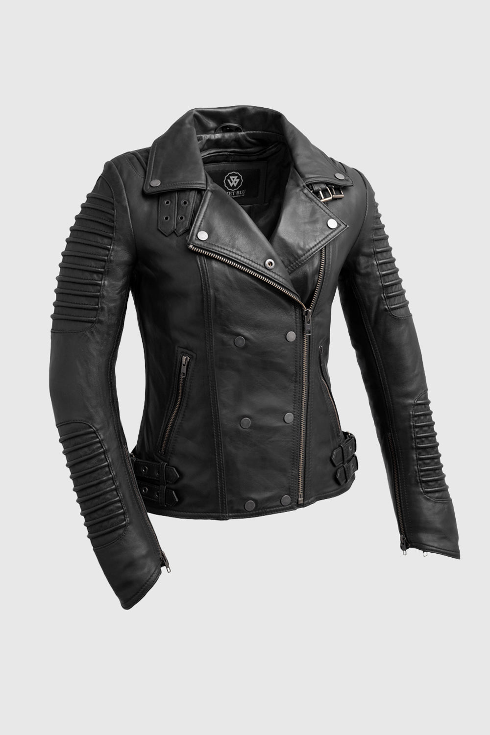 Queens Womens Fashion Leather Jacket Black Women's Fashion Moto Leather Jacket Whet Blu NYC