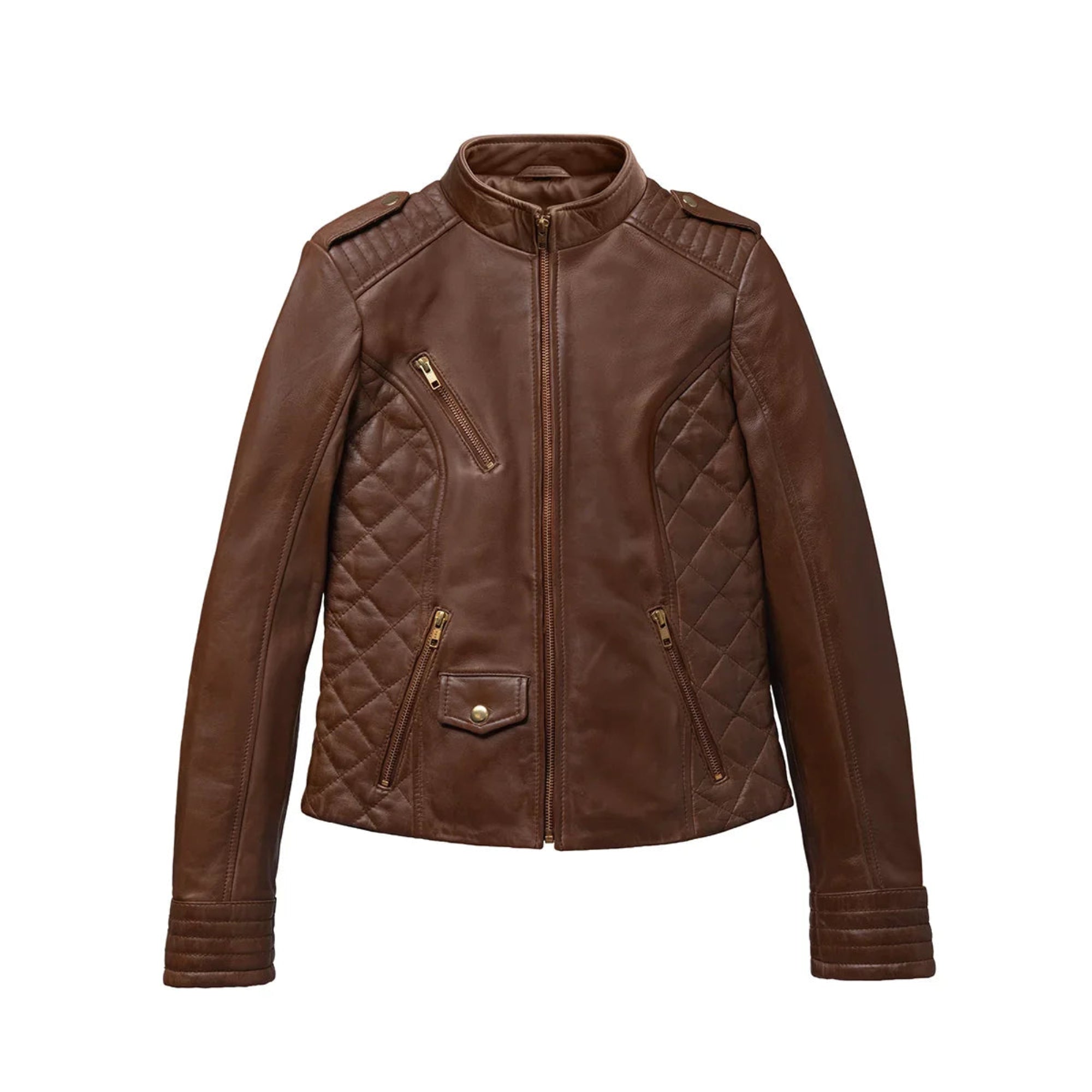 Alessandra Women's Leather Jacket FMCo NY Whiskey XS