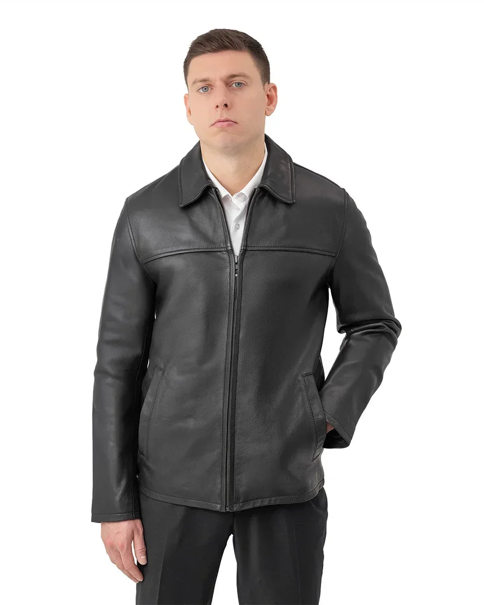 James Men's Leather Jacket FMCo NY Black S