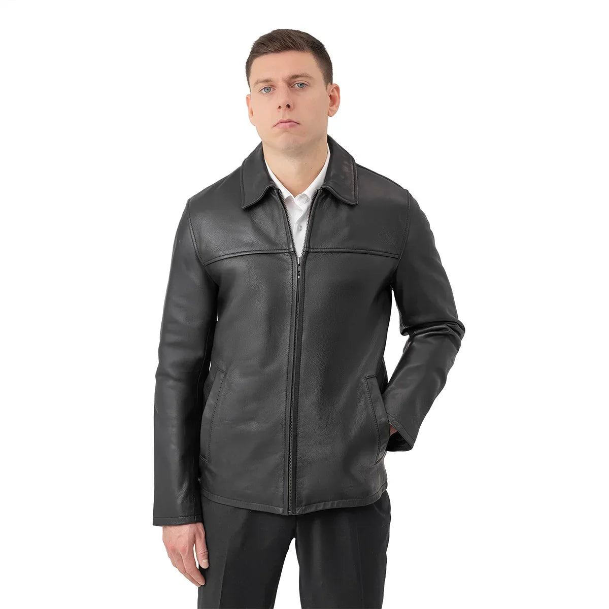 James Men's Leather Jacket FMCo NY Black S