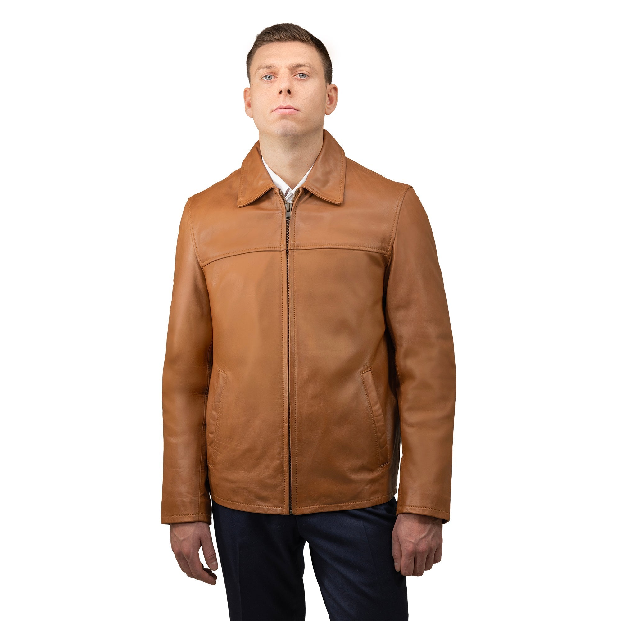 James Men's Leather Jacket FMCo NY Whiskey S