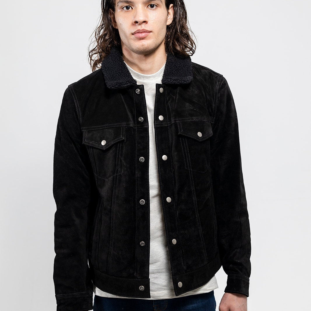 Luke Men's Faux Shearling Cow Suede Jacket
