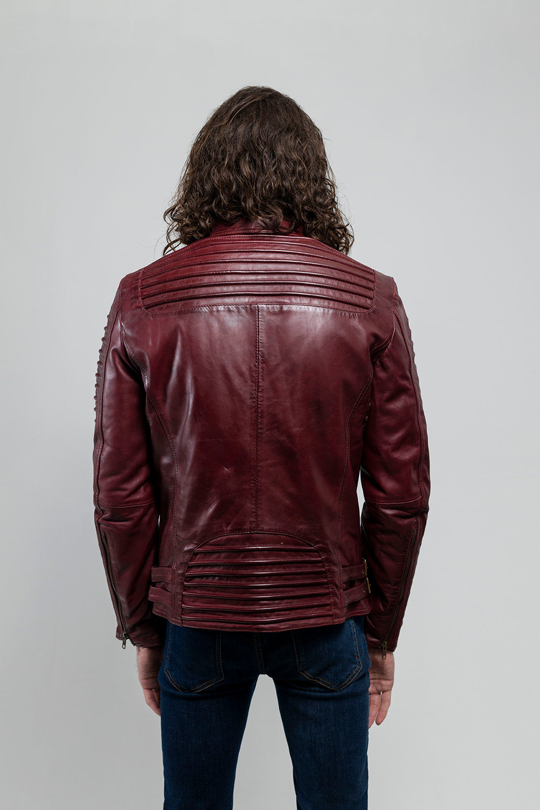 Brooklyn Mens Lambskin Leather Jacket Oxblood Men's Motorcycle style Jacket Whet Blu NYC