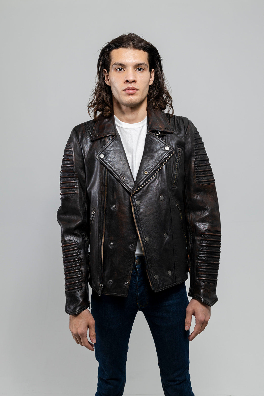 Brooklyn Mens Lambskin Leather Jacket Black Cognac Men's Motorcycle style Jacket Whet Blu NYC