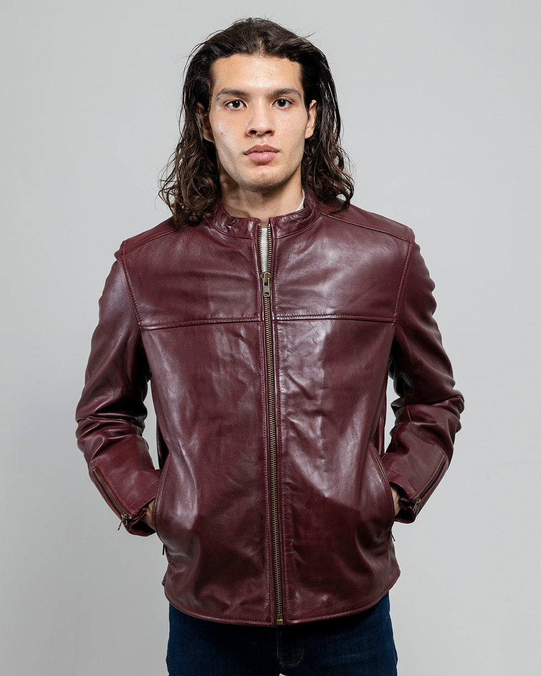 Grayson Mens Leather Jacket Oxblood Men's Leather Jacket Whet Blu NYC