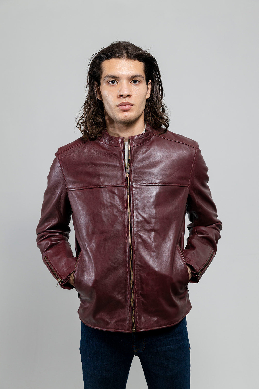 Grayson Mens Leather Jacket Oxblood Men's Leather Jacket Whet Blu NYC