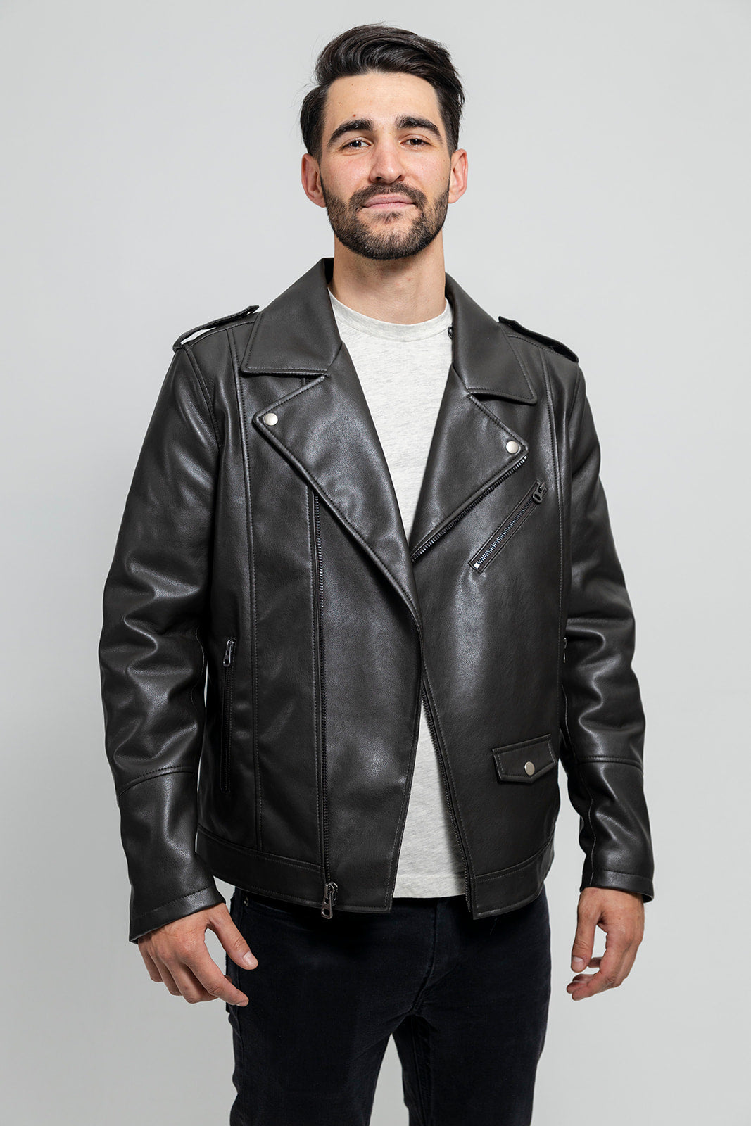 Nash Men's Vegan Faux Leather Jacket (Olive) Men's Vegan Faux Leather jacket Whet Blu NYC