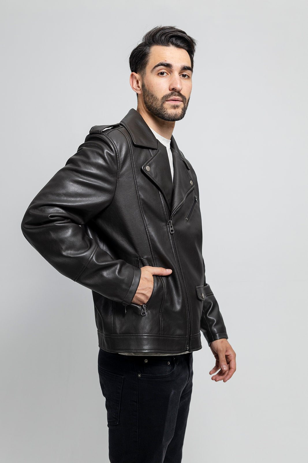 Nash Men's Vegan Faux Leather Jacket (Olive) Men's Vegan Faux Leather jacket Whet Blu NYC