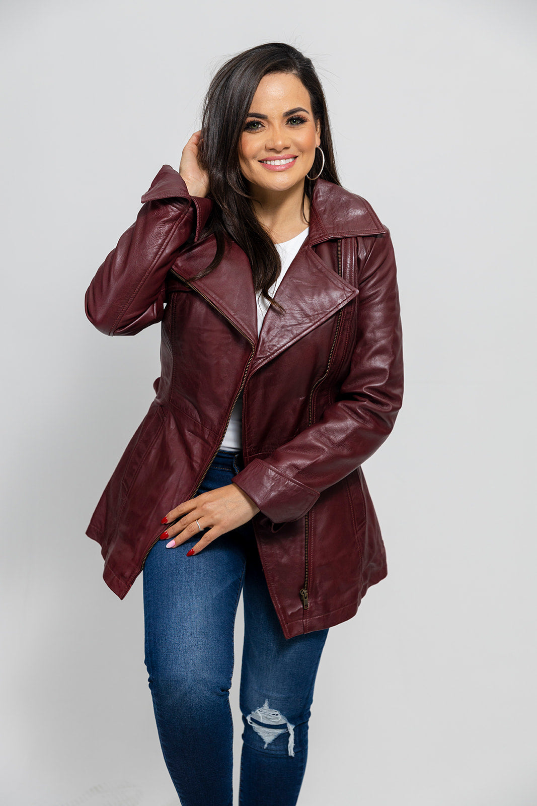 Traci Womens Leather Jacket Oxblood Women's Leather Jacket Whet Blu NYC