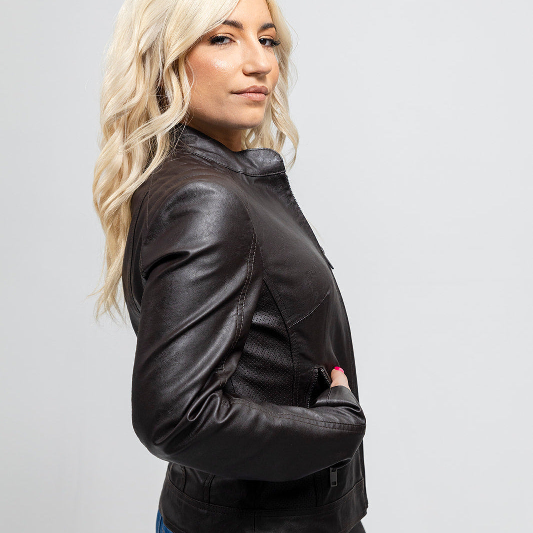 Beverly Women's Vegan Faux Leather/Perforated Jacket Women's Vegan Faux Leather Jacket Whet Blu NYC