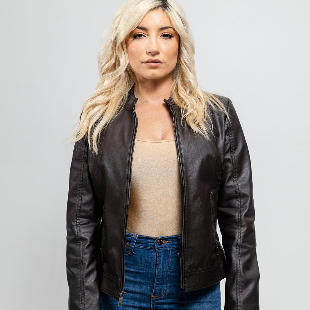 Beverly Women's Vegan Faux Leather/Perforated Jacket Women's Vegan Faux Leather Jacket Whet Blu NYC