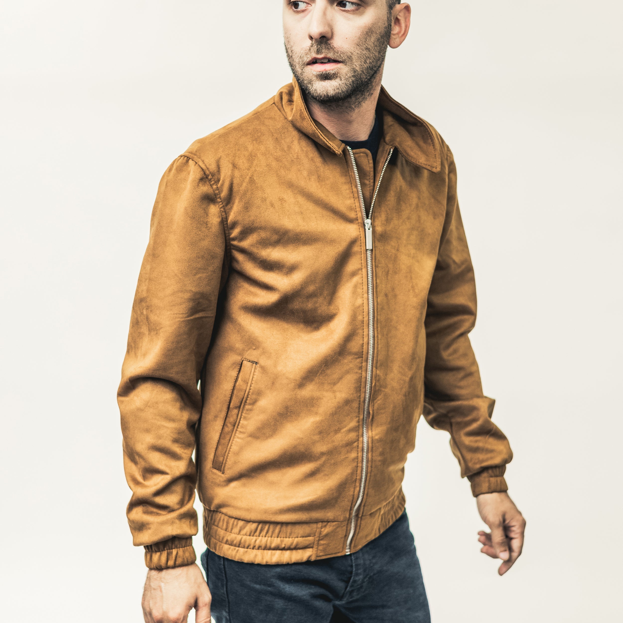 Cameron Men's Vegan Faux Suede Jacket Caramel Men's Vegan Faux Suede Jacket Whet Blu NYC