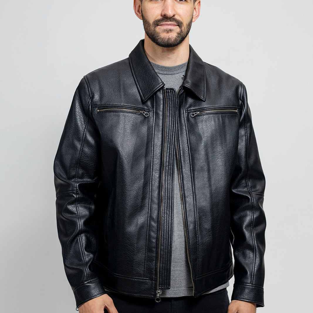 Conner Men's Vegan Faux Leather Jacket Black Men's Vegan Faux Leather jacket Whet Blu NYC