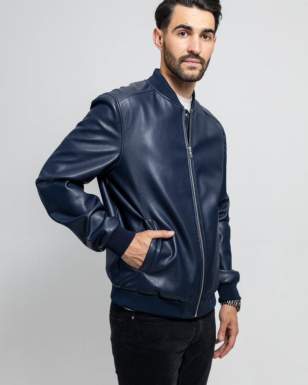 Justin Men's Vegan Faux Leather Jacket Men's Vegan Faux Leather jacket Whet Blu NYC