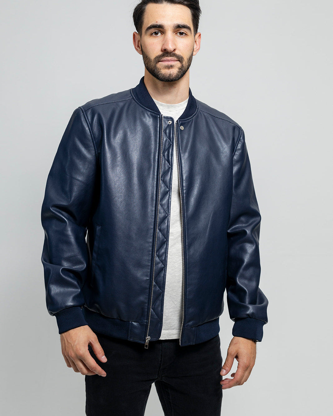 Justin Men's Vegan Faux Leather Jacket Navy Men's Vegan Faux Leather jacket Whet Blu NYC