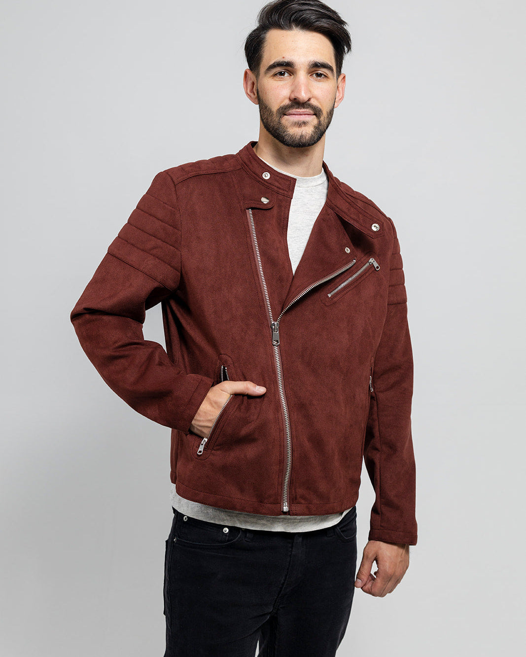 Payton Men's Vegan Faux Suede Jacket Men's Vegan Faux Leather jacket Whet Blu NYC