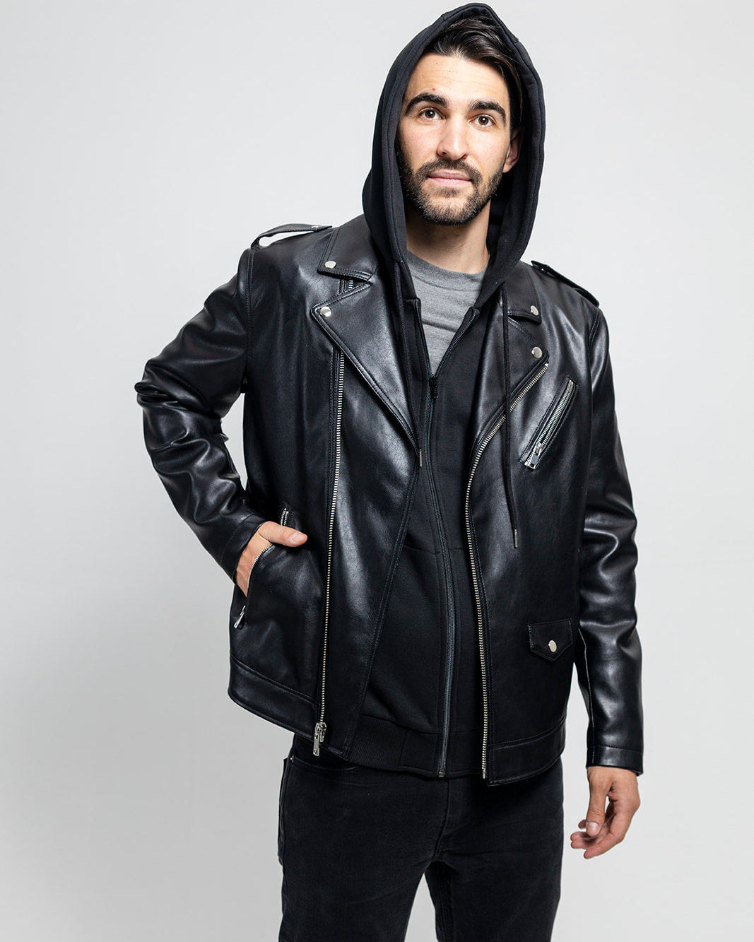 Ralph Men's Vegan Faux Leather Jacket Black Men's Vegan Faux Leather jacket Whet Blu NYC