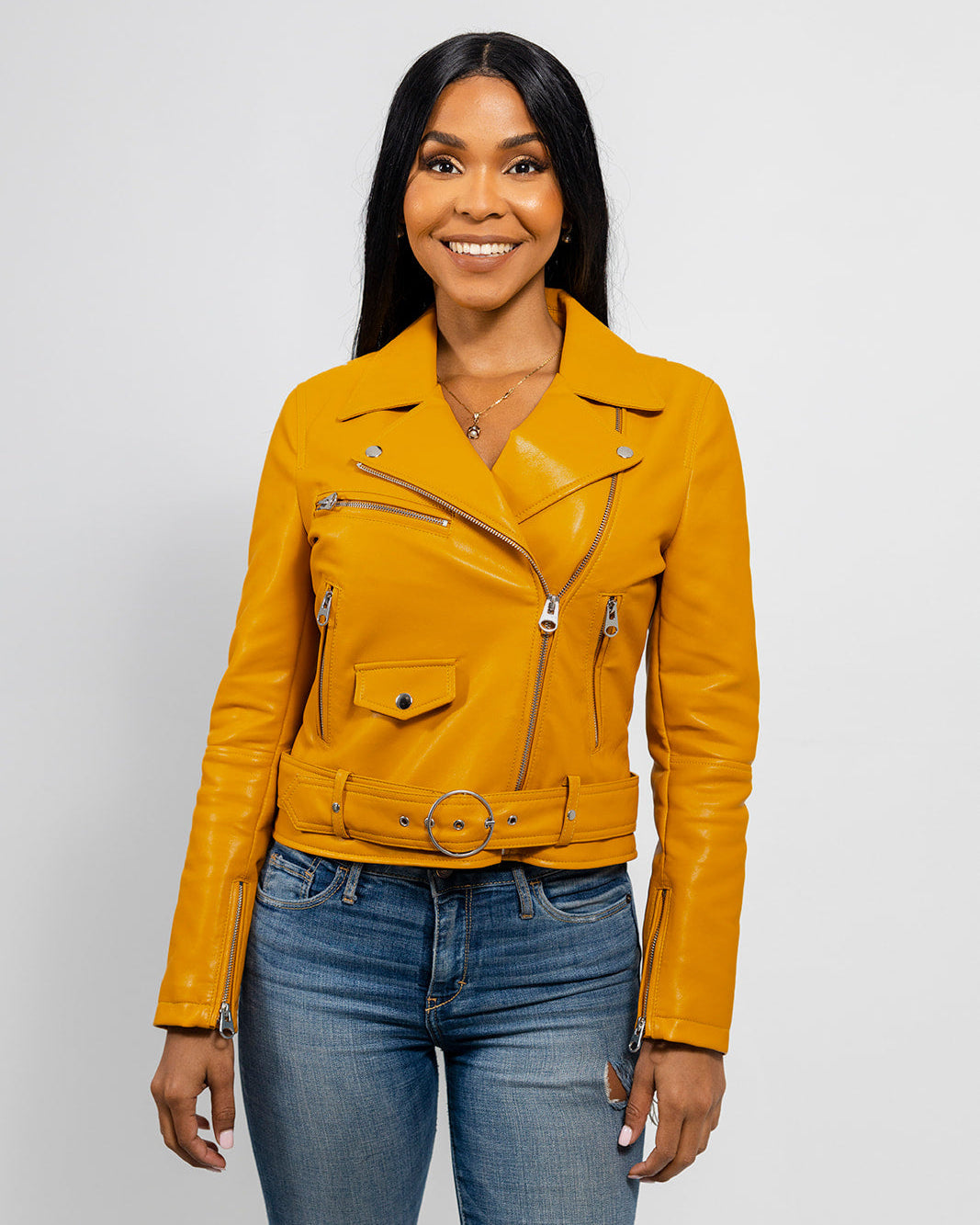 Remy - Women's Vegan Faux Leather Jacket (Mustard) Women's Vegan Faux Leather Jacket Whet Blu NYC