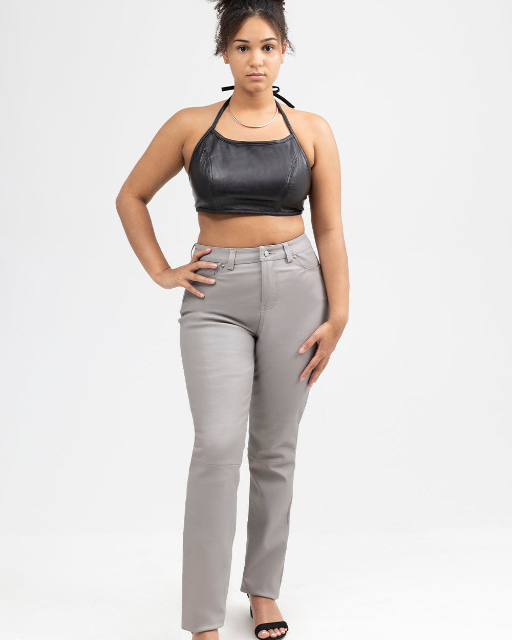 Roxy Fashion Leather Halter Top Leather Top Whet Blu NYC