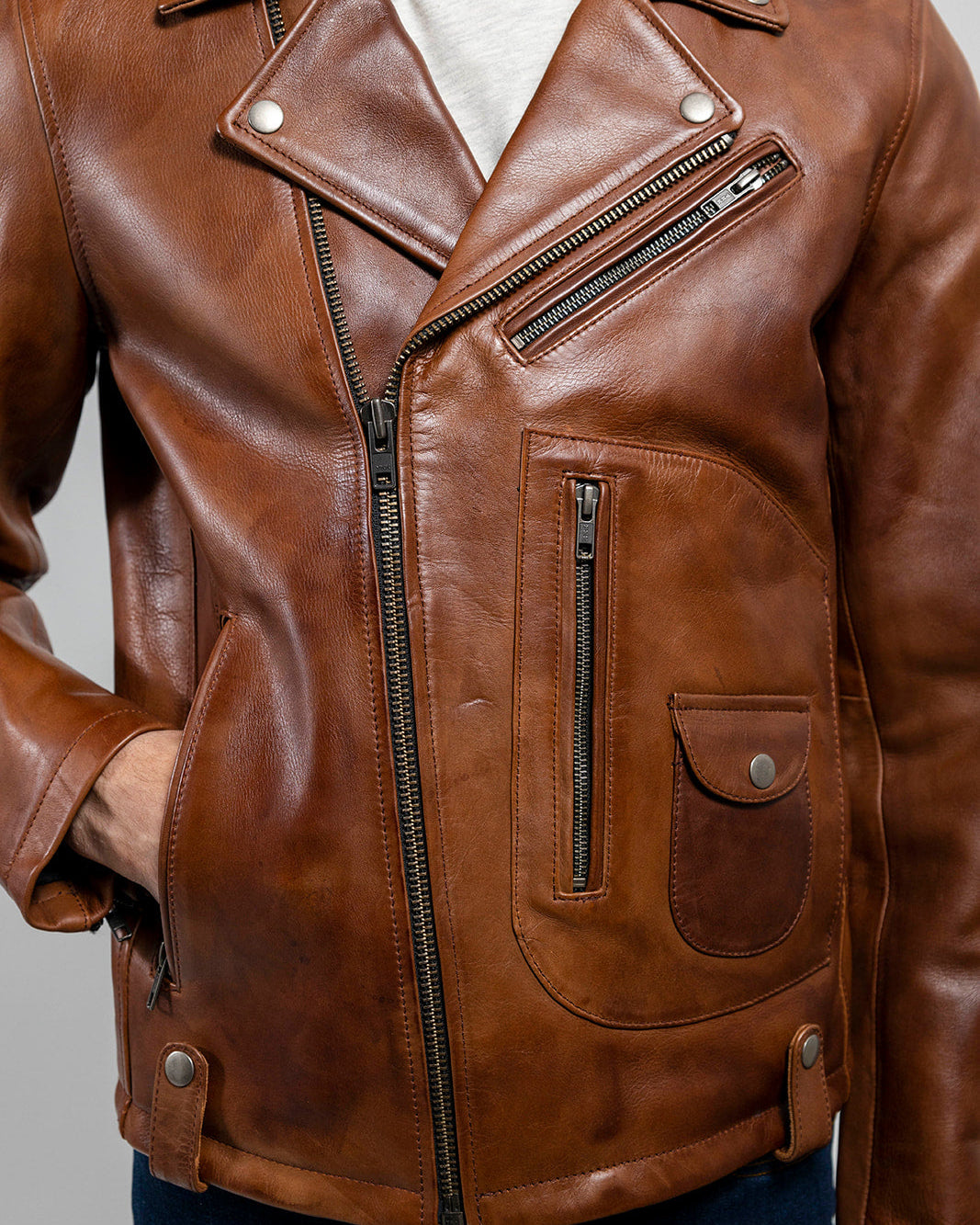 Sid Mens Leather Jacket Men's Motorcycle style Jacket