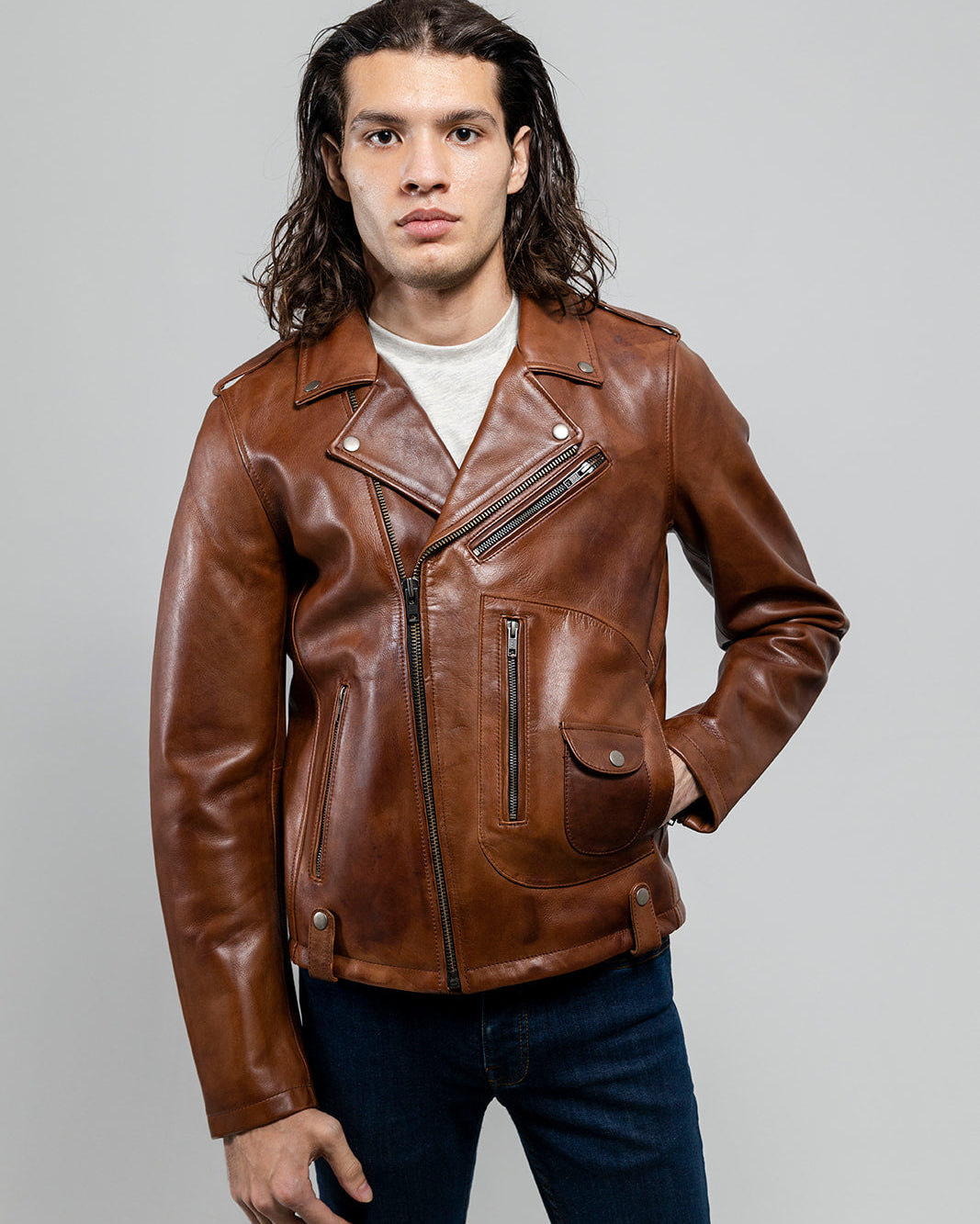 Sid Mens Leather Jacket Men's Motorcycle style Jacket