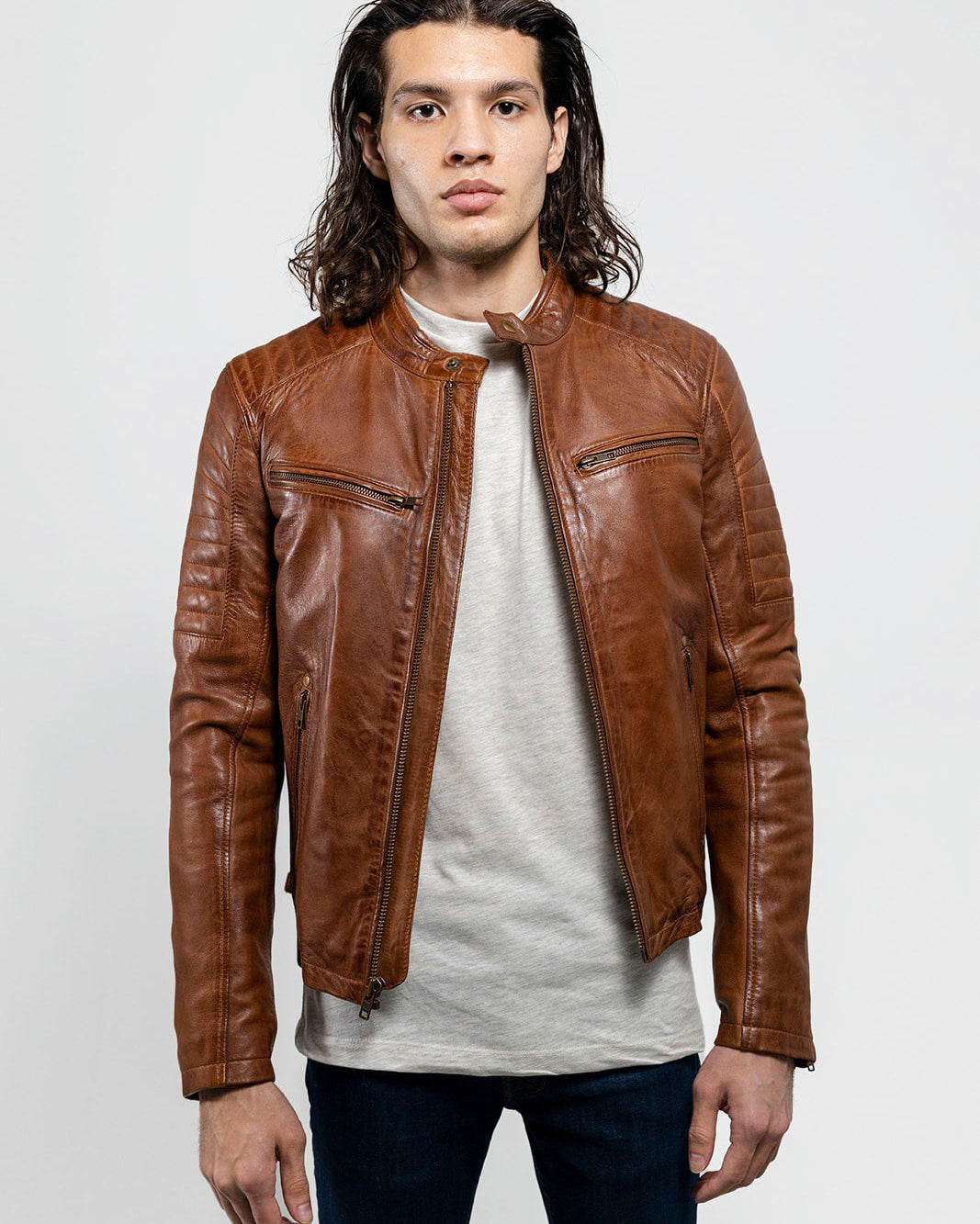 Zack Men's Fashion Leather Jacket Men's Leather Jacket FMCo NY S Autumn Brown