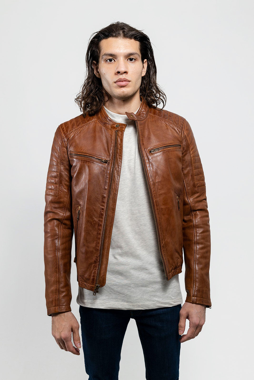 Zack Men's Fashion Leather Jacket Men's Leather Jacket FMCo NY S Autumn Brown