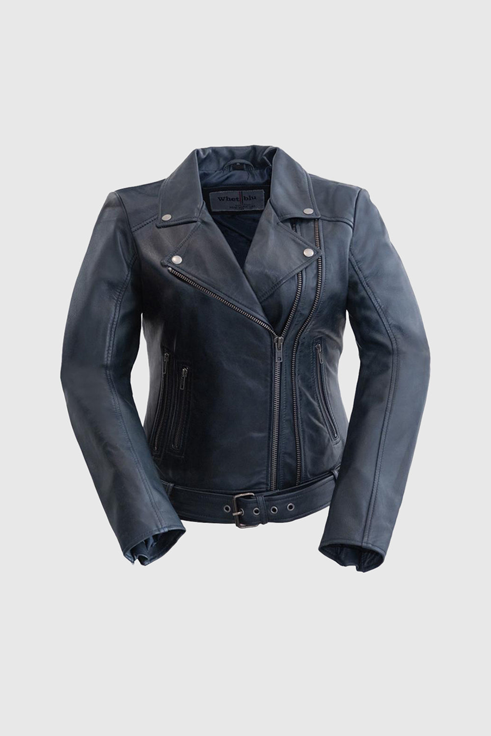 Chloe womens Fashion Leather Jacket Navy Blue Women's Leather Jacket Whet Blu NYC