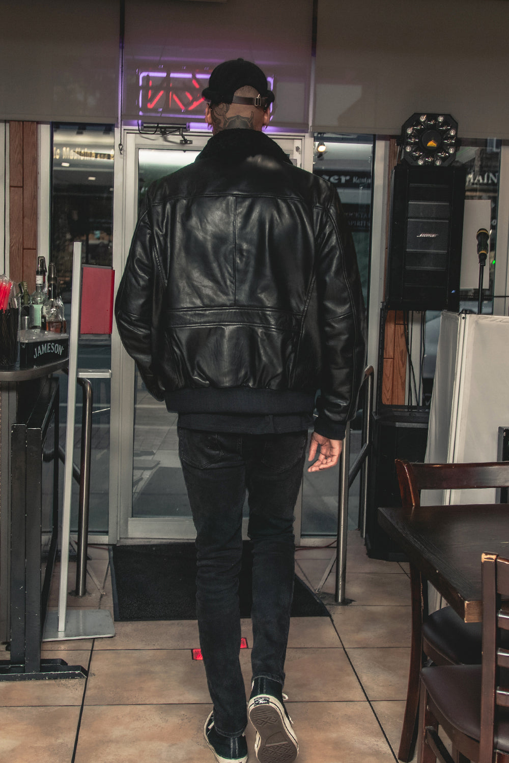 Baron Mens Bomber Leather Jacket Men's New Zealand Lambskin Jacket