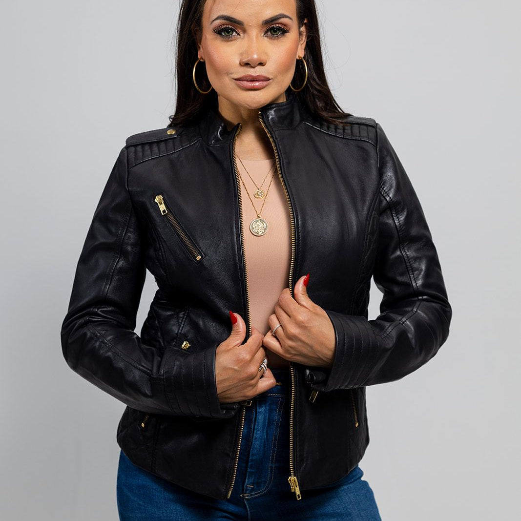 Madelin Womens Fashion Leather Jacket Women's Leather Jacket Whet Blu NYC