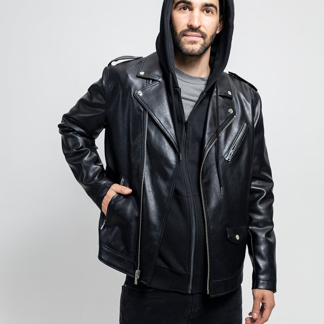Ralph Men's Vegan Faux Leather Jacket Black Men's Vegan Faux Leather jacket Whet Blu NYC