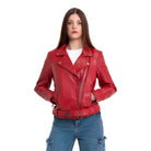 Adeline Women's Leather Jacket FMCo NY Red Fire XS