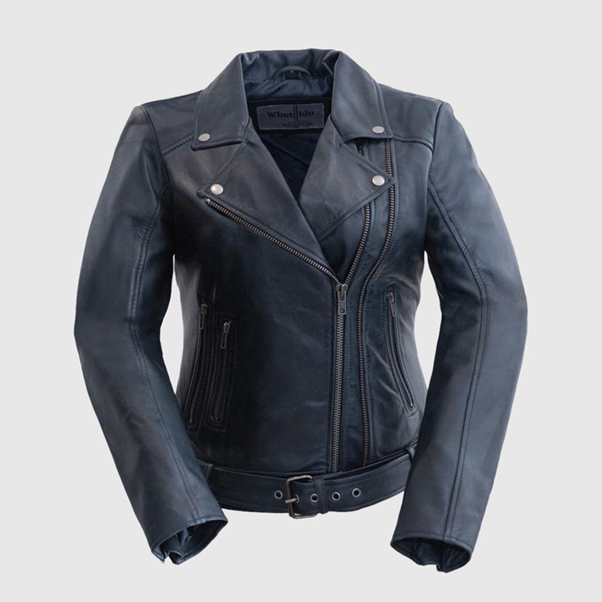 Chloe womens Fashion Leather Jacket Navy Blue Women's Leather Jacket Whet Blu NYC