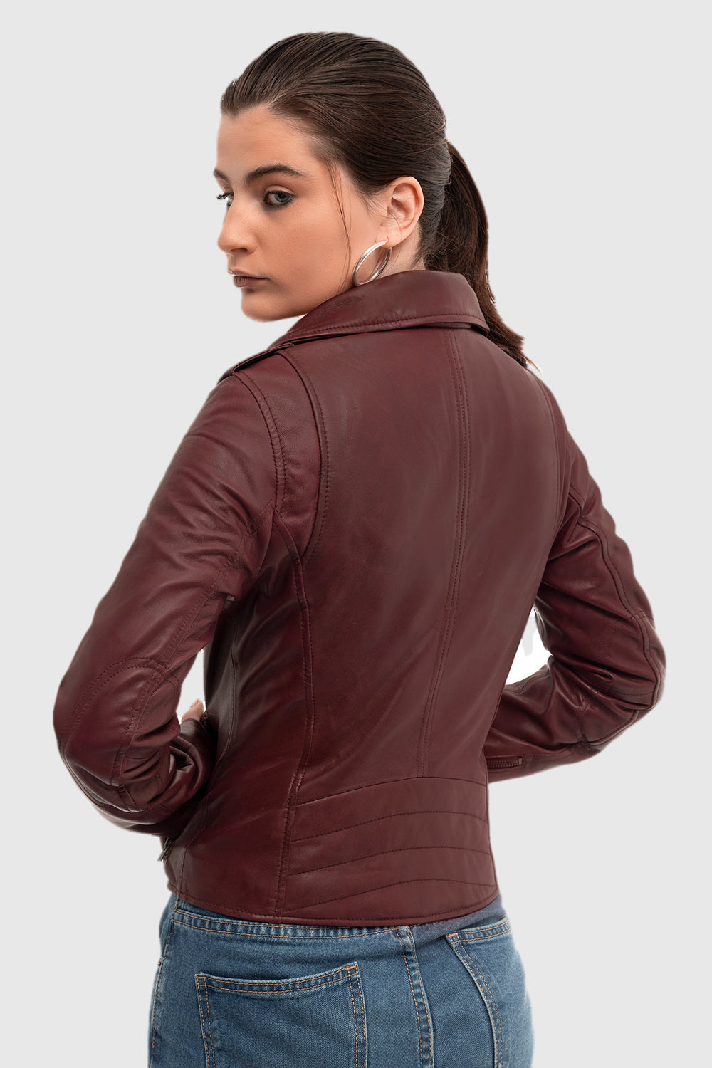 Harper Womens Moto Leather Jacket (Sangria) Women's Leather Jacket Whet Blu NYC