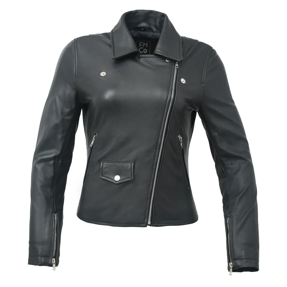 Lennox Moto Style Leather Jacket Women's Fashion Leather Jacket FMCo Blue XS