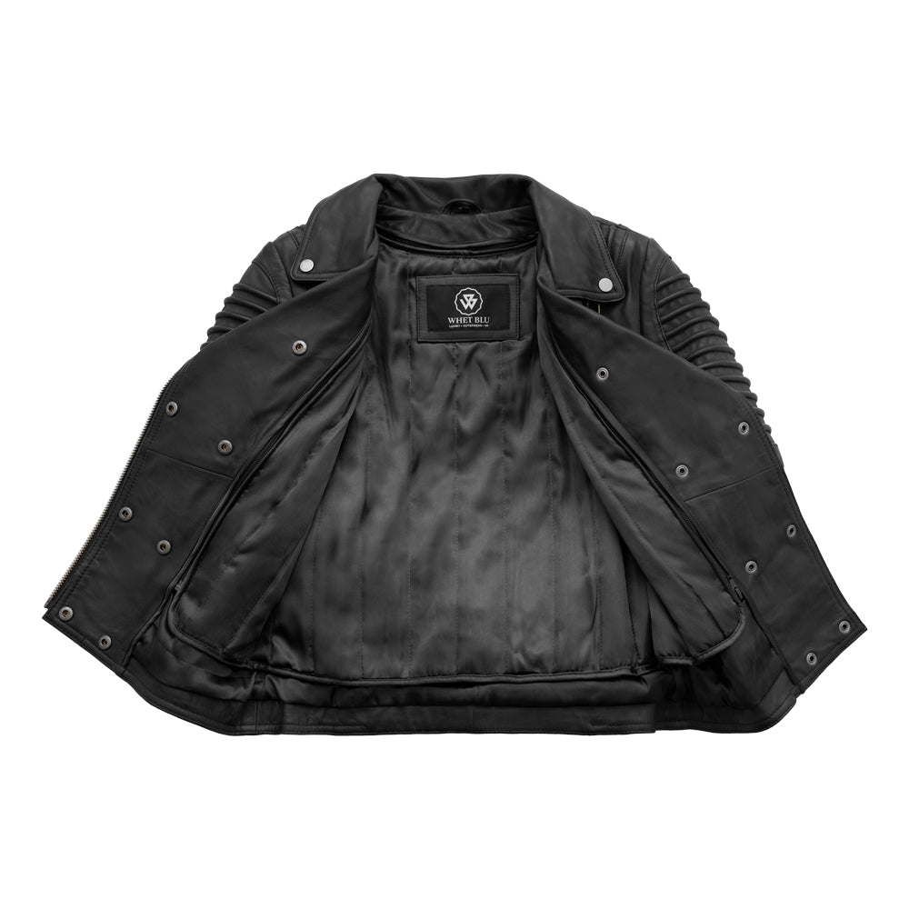 Queens Womens Fashion Leather Jacket Black Women's Fashion Moto Leather Jacket Whet Blu NYC