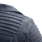 Queens Womens Fashion Leather Jacket Navy Blue Women's Fashion Moto Leather Jacket Whet Blu NYC