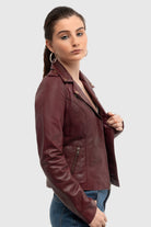 Harper Womens Moto Leather Jacket (Sangria) Women's Leather Jacket Whet Blu NYC