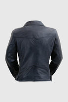 Chloe womens Fashion Leather Jacket Navy Blue Women's Leather Jacket Whet Blu NYC