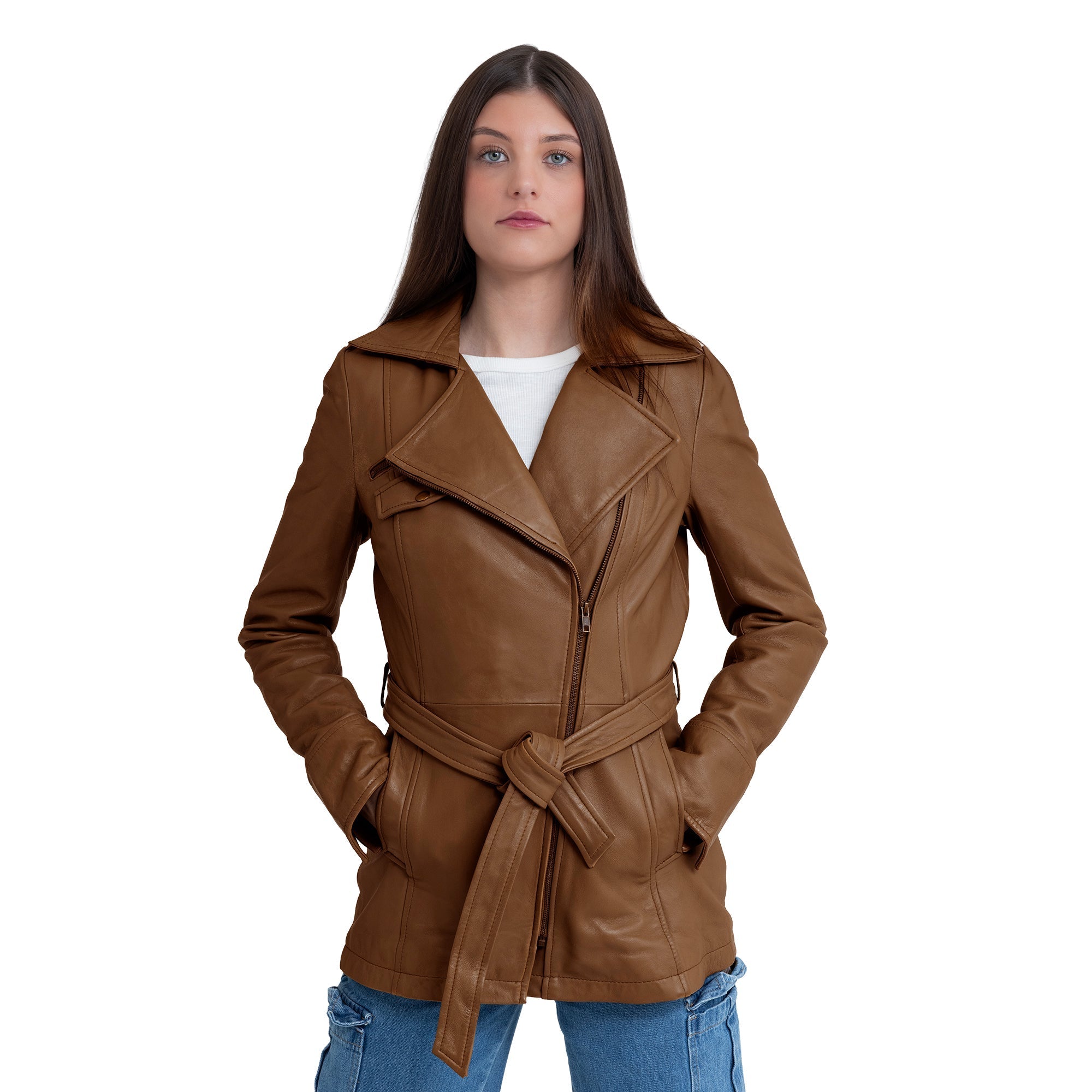 Juliette Women's Leather Jacket FMCo NY Dark Cognac XS